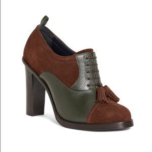 Brooks Brothers suede cap toe heels.